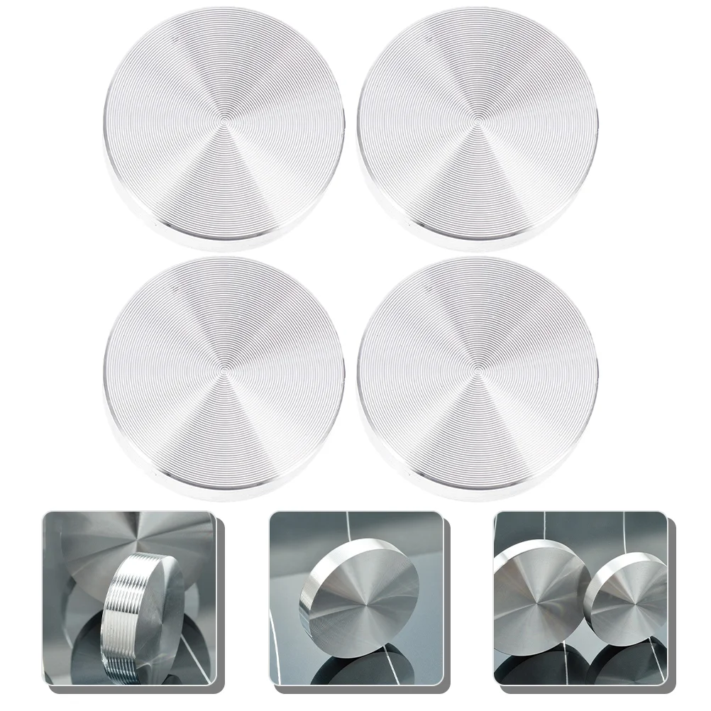 4 Pcs Round Solid Aluminum Cake Circle Disc Circular Coffee Table Silver Discs Thick Metal