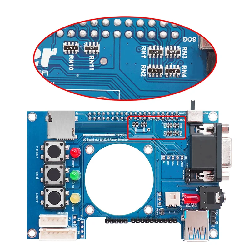 A23F-For Mister FPGA IO Analog Board IO Board V6.1+Fan For Terasic DE10-Nano Mister FPGA IO Board