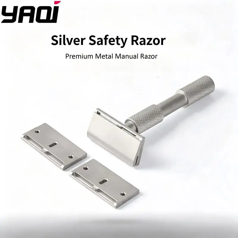 YAQI Metal Safety Razor  Manual Double Edge Safety Razor Non-Slip Handle for Men Wet Shaving Grooming