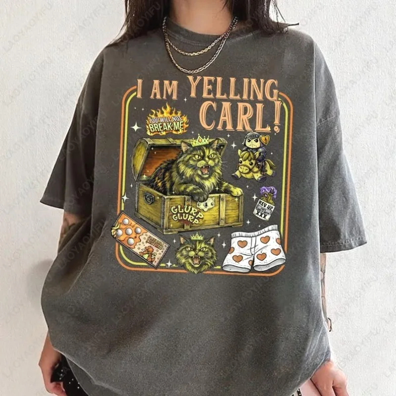 Camiseta de Algodón para Mujer, Diseño de Donut y Mongo de Carl, el Príncipe de Dungeon Crawler, para Amantes de la Fantasía, Lectores de Libros, Amantes de los Gatos, Ropa Geeky, Merchandising Literario