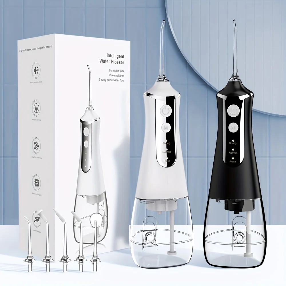 Irrigator Wireless  Interdental Cleaner Water Flosser For Teeth Gums Dental Care 3 Modes 5 Replacement Nozzles USB Rechargeable