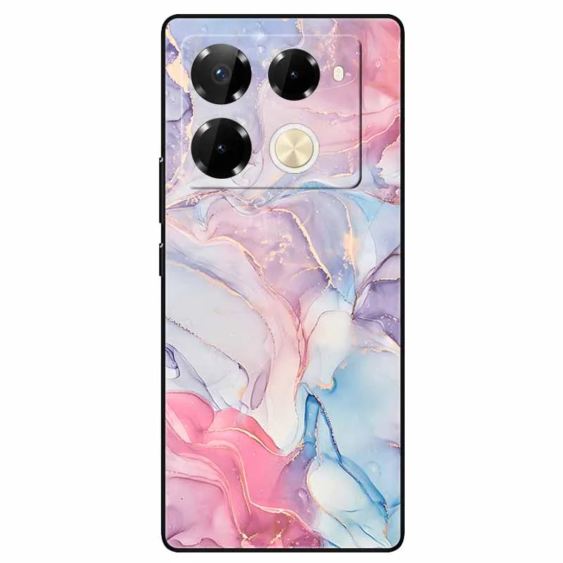 Phone Cover for Infinix Note 40 Pro Case Fashion Marble Soft TPU Silicon Black Funda for Infinix Note 40 Pro 4G Protector Capas