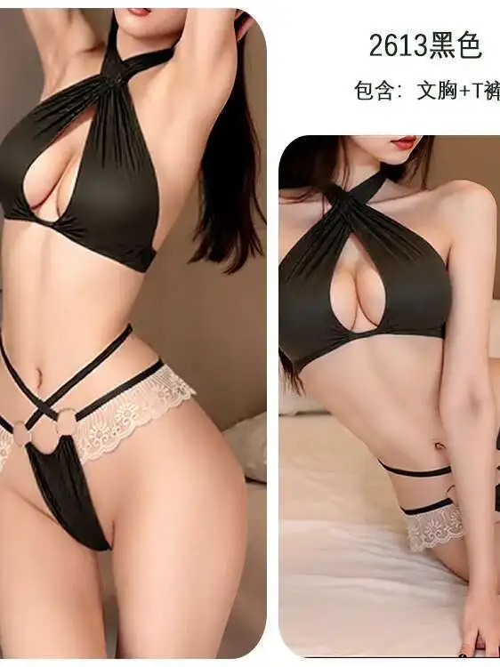 ยาว Night เซ็กซี่บิกินี่ Hollow Uniform Temptation PURE Desire Backless ลึก V Suspenders แขนกุดแขวนคอบิกินี่บาง Z4LU