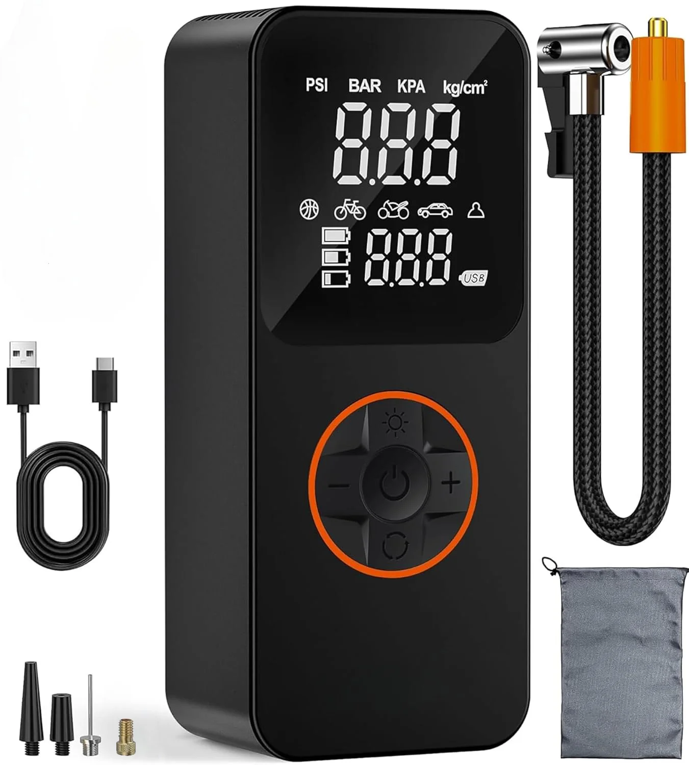 

Насос для шин портативный воздушный компрессор-воздушный насос 4500 мАч и psi беспроводной электрический для автомобиля, с манометром давления в шинах