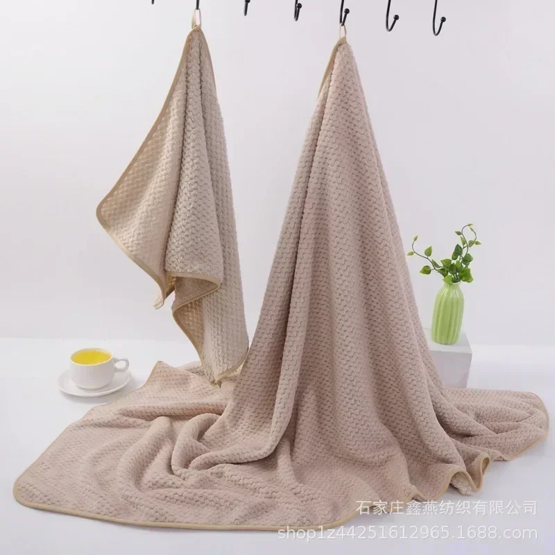 

Мягкое полотенце из кораллового флиса с ананасовой сеткой, банное полотенце с подшивкой, модное, мягкое, приятное для кожи, домашнее плюшевое полотенце для лица