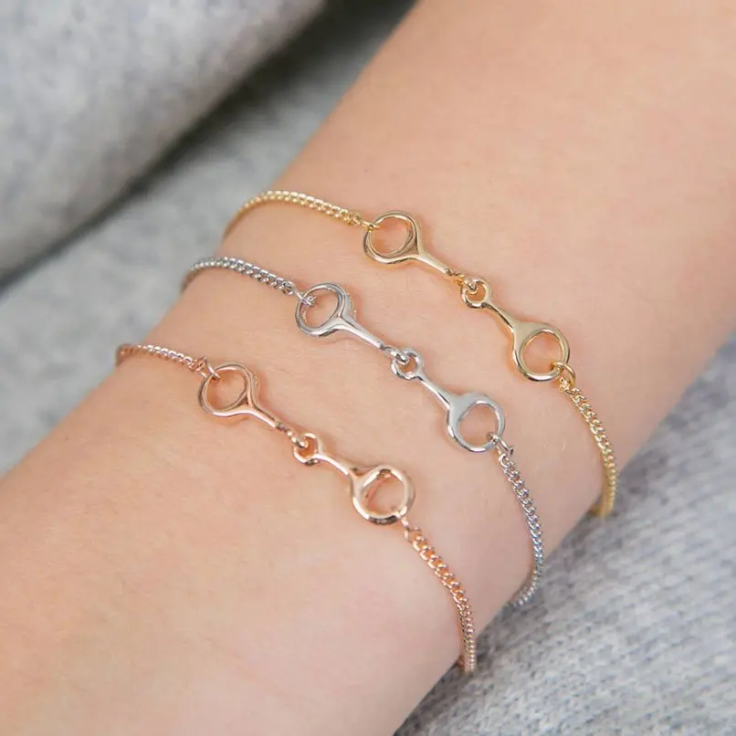 5pcs Electroplated Horse Clasp Copper Bracelet Shackle Equestrian jewelry for Couple Daily Wear Equestrian Sport