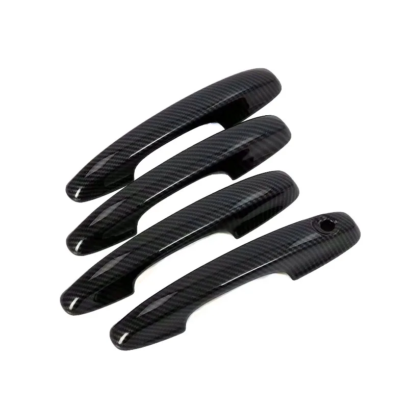 Carbon fiber look Exterior Door Handle Cover Trim With Smart Key Hole Frame Cover Trim Moulding For Ford Focus 2019 2020