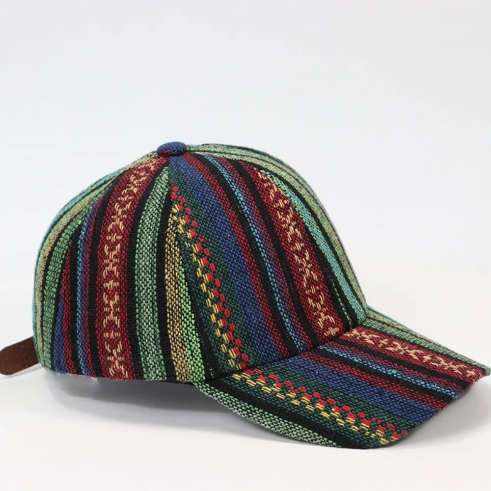 

Bohemian Style Baseball Cap Fabric Random Colorful Patterned Baseball Hats Adjustable Patchwork Peaked Cap