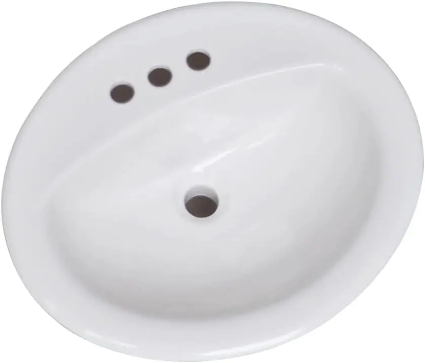 

White Oval Drop-In Sink, Single Basin 20x17 Inches for Kitchen Remodeling