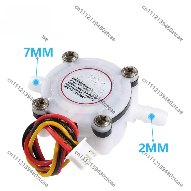 3.5-24VDC Flow Meter, Food Safe POM Material, NPN Pulse Signal, 2mm & 3.5mm Inner Bore for Water Monitoring