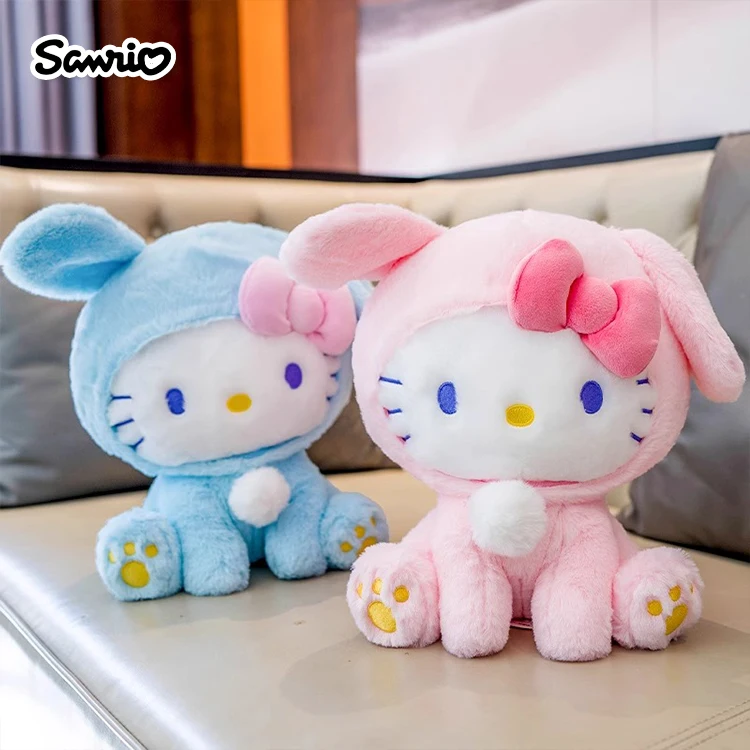 Anime Sanrio Hello Kitty KT Cat Rabbit Stuffed Toys Cute Plush Toys Kawaii Cartoon Dolls Birthday Gift For Kids Baby Girlfriend