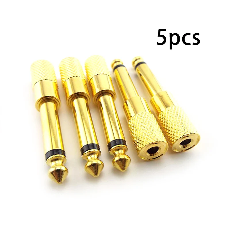 

5pcs 6.35mm 1/4" Male To 3.5mm 1/8" Female To Plug Mono Audio Microphone Adapter Converter Aux Cable Gold Plated