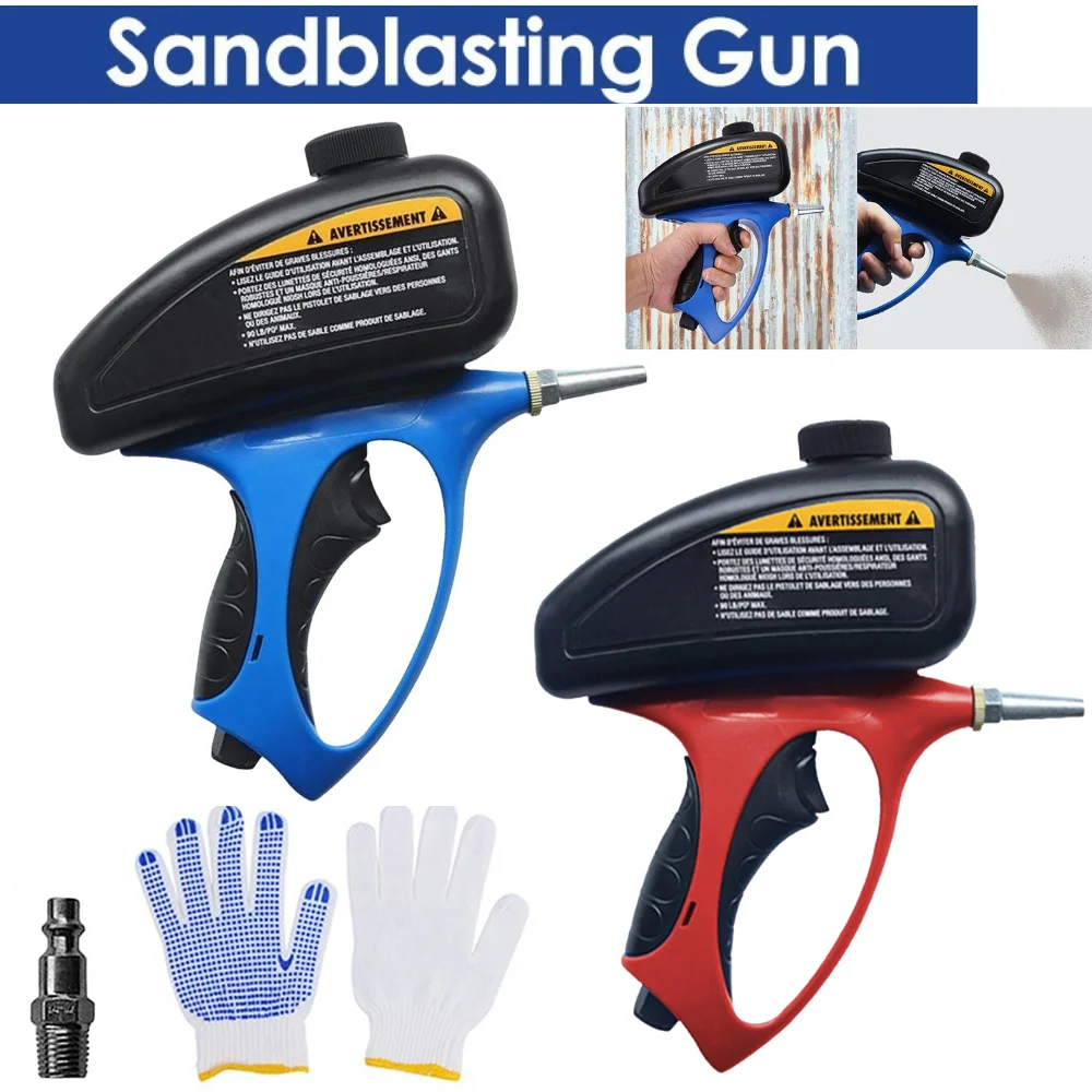 

150 PSI Sand Removal Blasting Machine Adjustable Flow Pneumatic Air Sandblasting Gun with Nozzle&Gloves Sandblaster Spray Gun