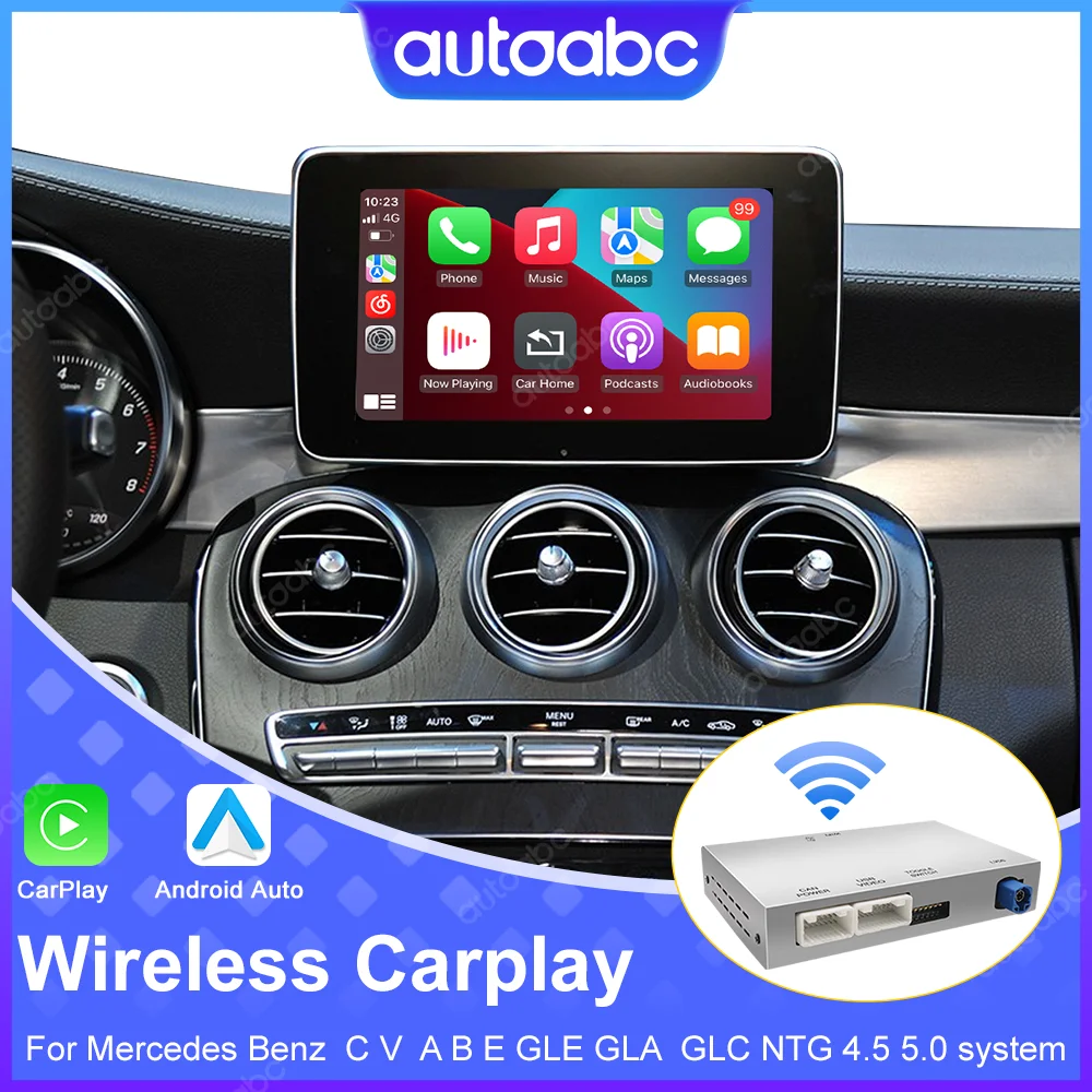 Nouvelle interface sans fil CarPlay Android Auto pour Mercedes Benz Classe A, B, C, E, GLA, CLA, CLE, W205, W176, C117, W246, W167 NTG5.0 avec Mirror Airplay et caméra de recul