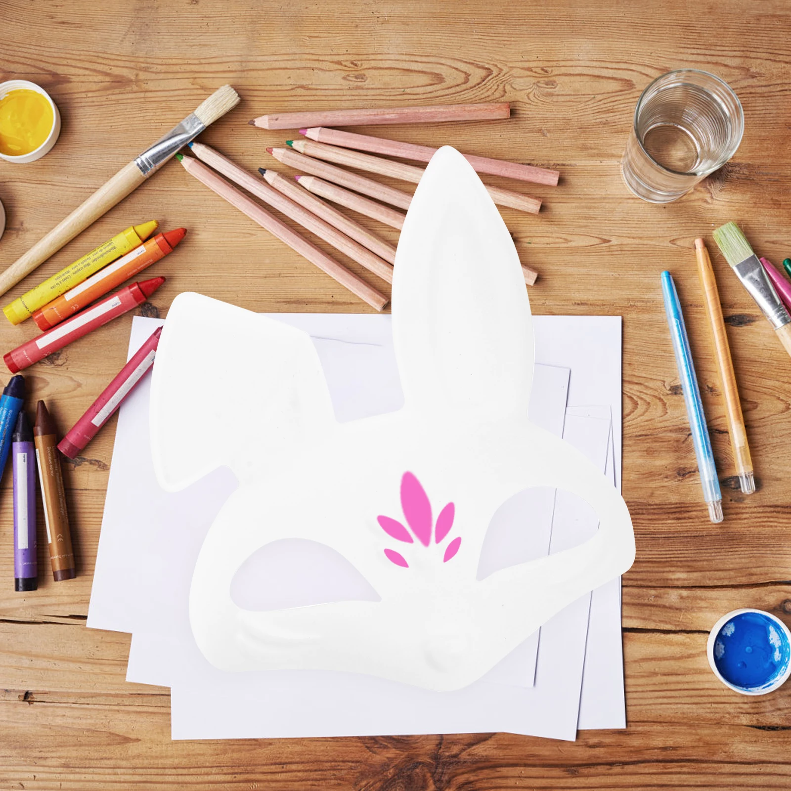 4 قطع قناع أبيض دهان داي بولي كلوريد الفينيل أرنب الثعلب غير مصبوغ حفلة تنكرية زي حفلة الدعائم إكسسوارات الهالوين للنساء