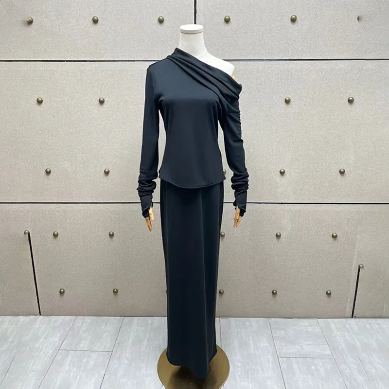 2026, New Style, Women's Slim-Fitting Straight Skirt, Low-Waist Midi Dress, High-Quality Top Set, Y2K, Skirt
