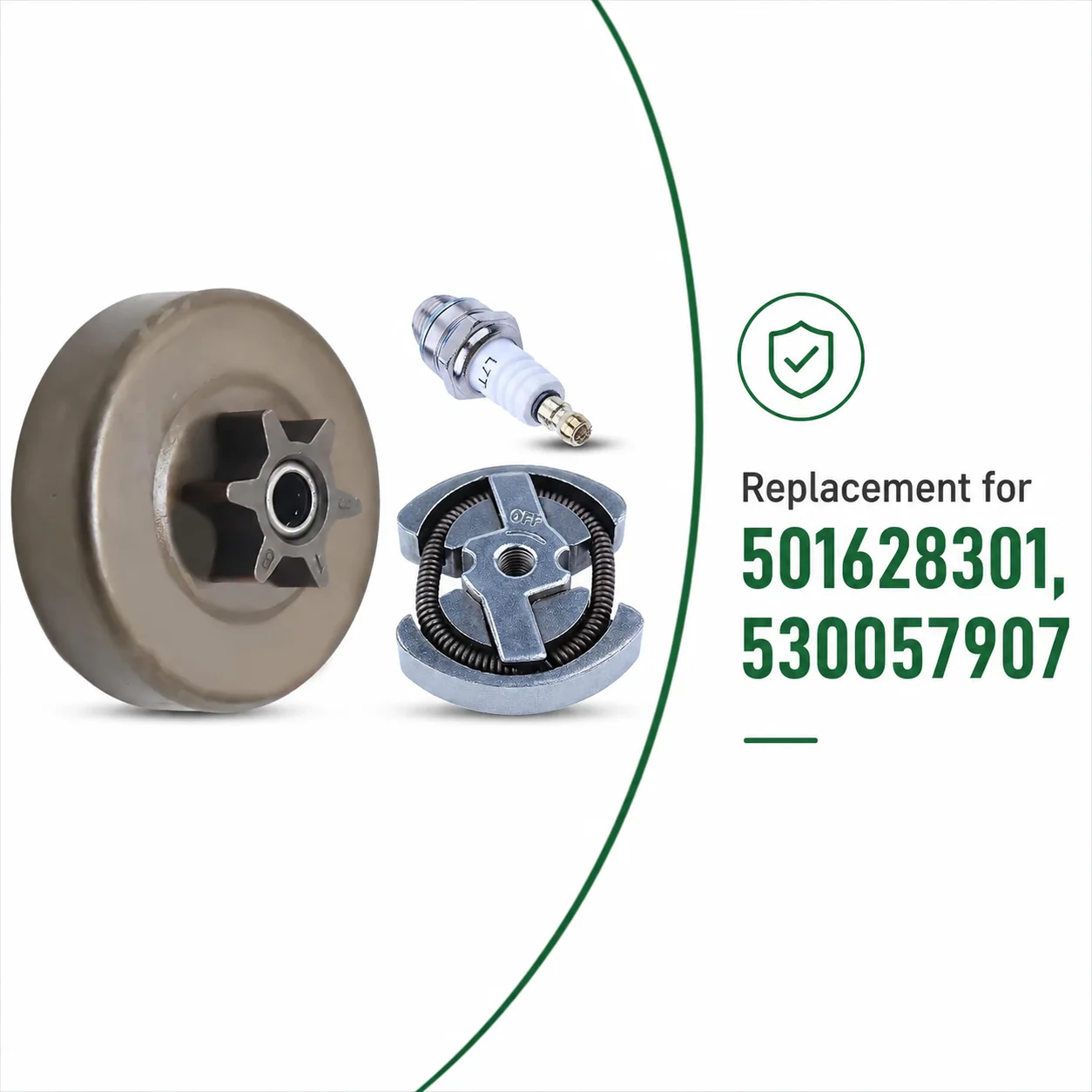Clutch Drum Sprocket Kit with Spark Plug Replacement For Husqvarna Poulan P3314 P3416 P4018 P4218 501628301 530057907 Saw Parts