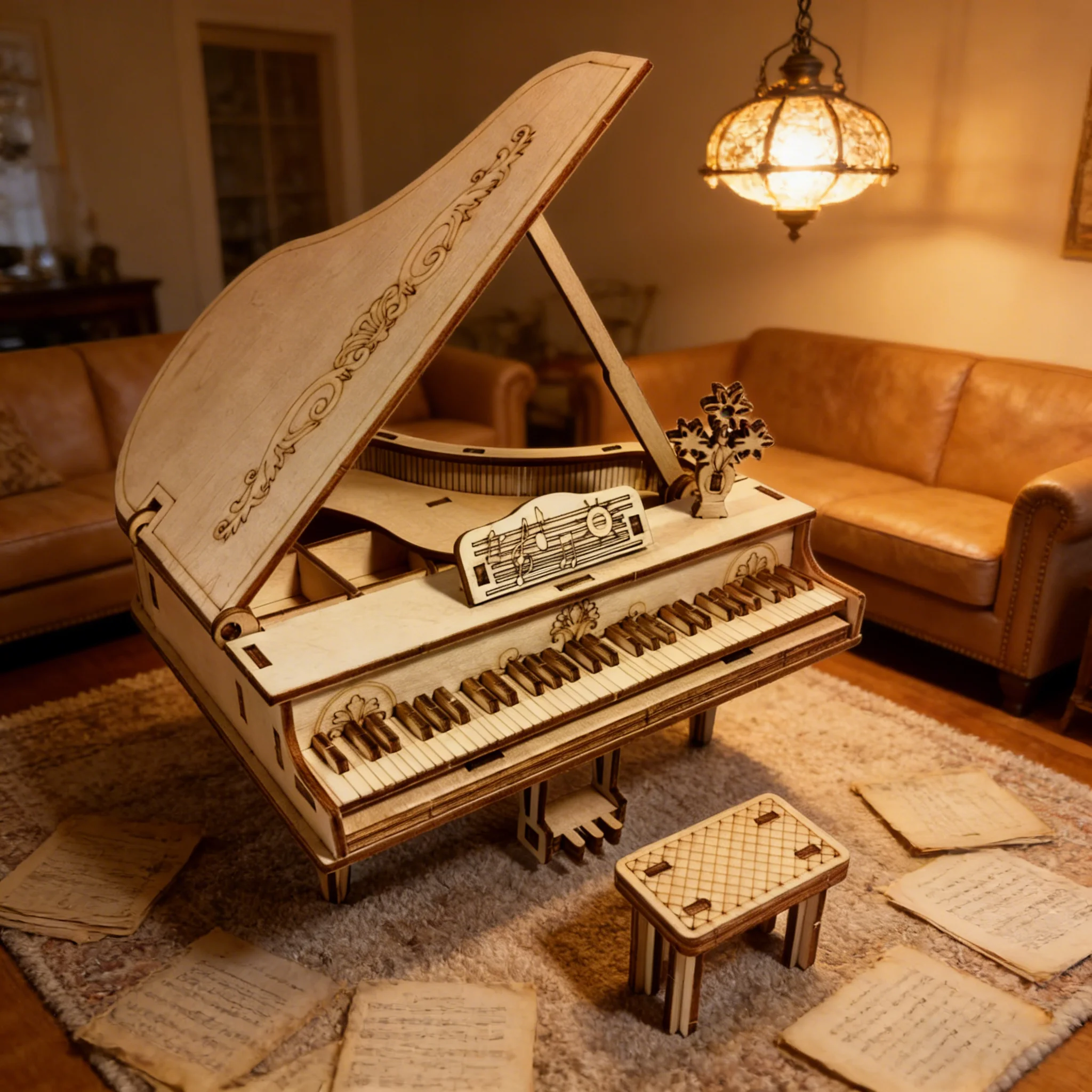 3D Wooden Puzzle Piano, DIY Wooden Model, Perfect as a Birthday, Halloween, Easter, Christmas, or New Year's Gift