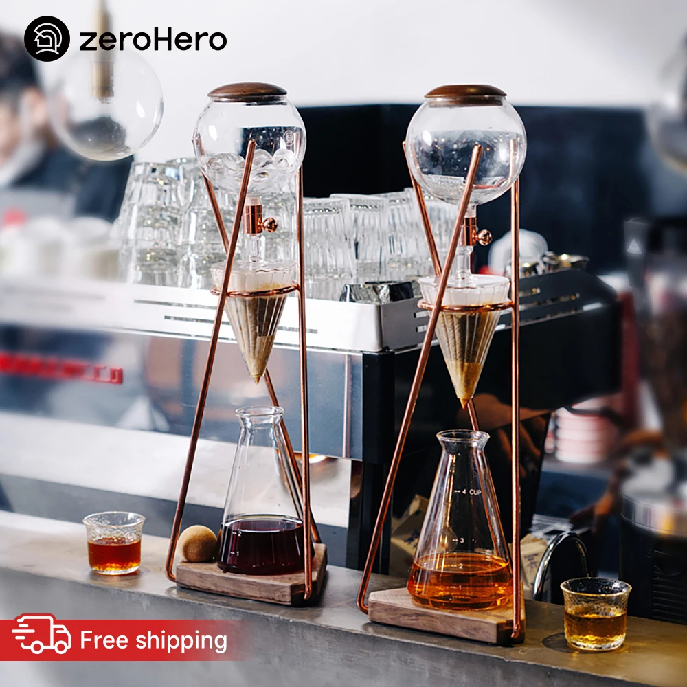 zeroHero Dingyuan Classic Coffee Tower 500ml Brass Valve Walnut Base for Home Commercial Cold Brew Coffee Brewing Kits Xxx Xxx