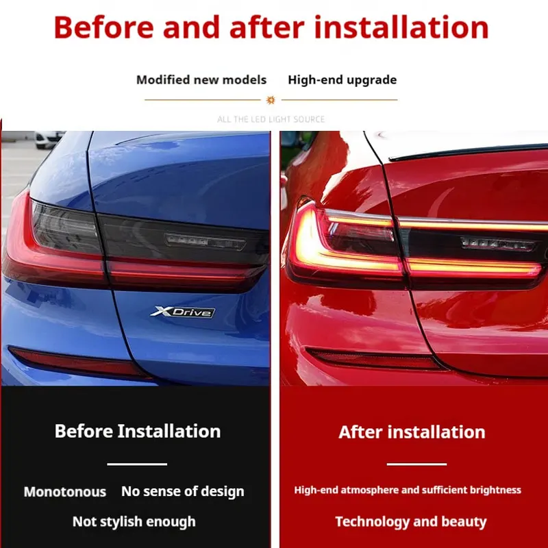 

Для BMW New 3 Series G20/G28 2020-2022 через задний фонарь, светодиодные динамические плавные фонари, стоп-сигналы поворота, полоса задних фонарей