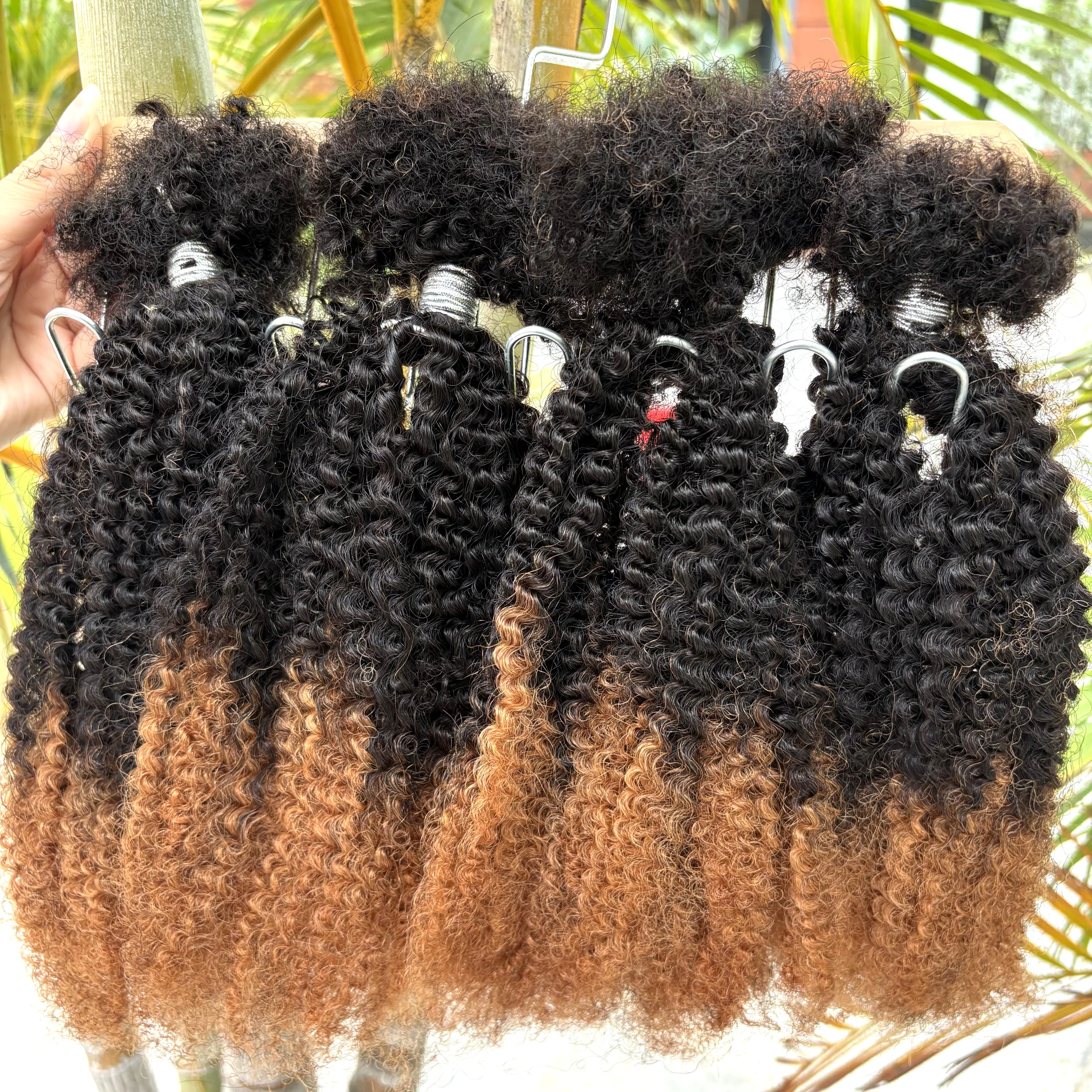 الملونة 30 جرام/الحزمة 16 بوصة 4C الأفرو غريب مجعد الشعر البشري السائبة تمديد لا لحمة ل مايكرو Locs/التقلبات/الضفائر/إصلاح Locs #4