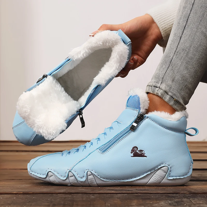 

Women's Boots Warm Plush Low Heel Snow Waterproof Winter Boots Women's Platform Leather Casual Shoes women Barefoot Sneakers