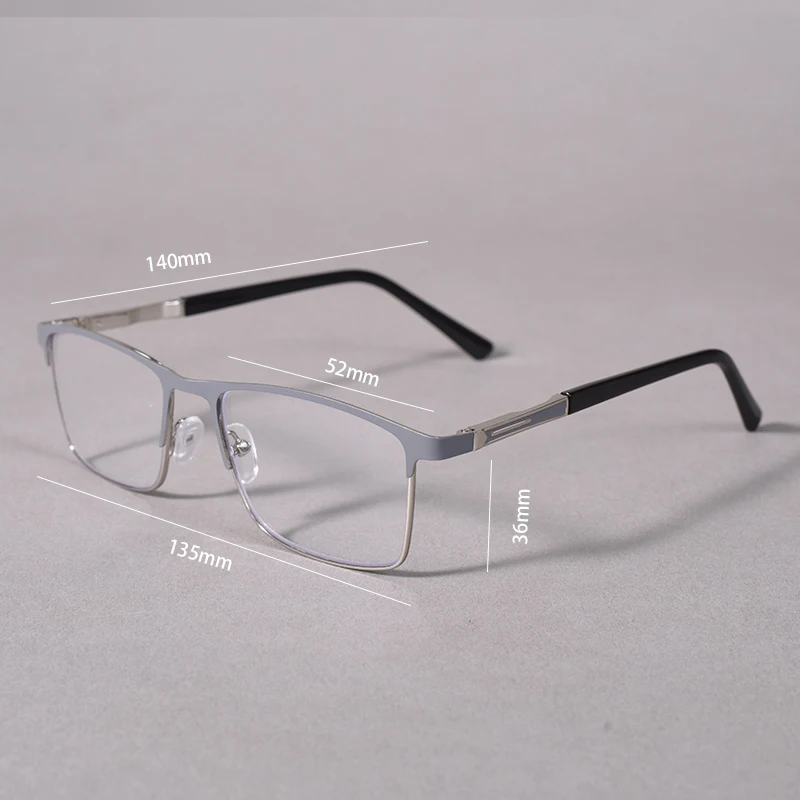 Blau Licht Lesebrille Männer Computer Leser Anti Glare Metall Rahmen mit Federscharnier Doppel Farbe Metall Brillen Rahmen + 100 – Detail 1