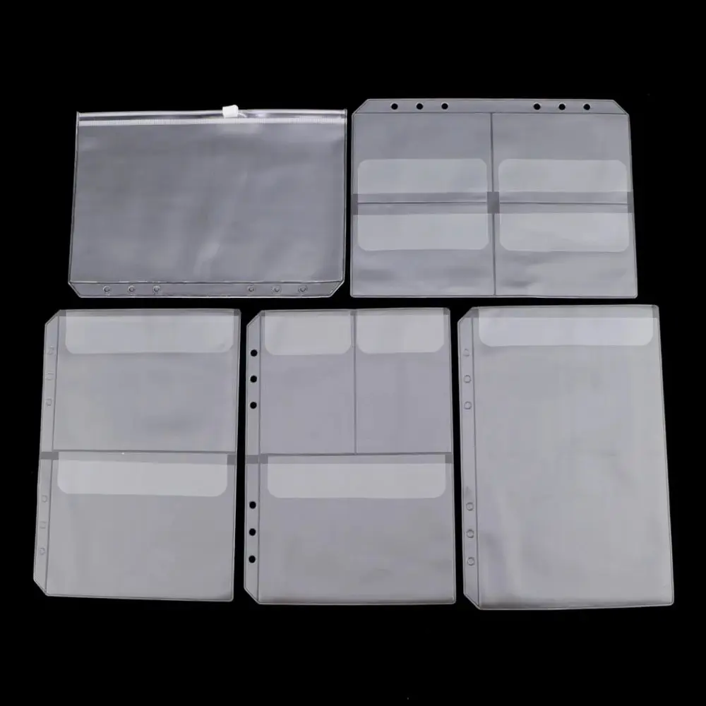 Binder Filler A5 A6 Size Sticker Storage Bag 6 Holes Binder Pockets Binder Zipper Folders Notebook Binder Loose Leaf Bags