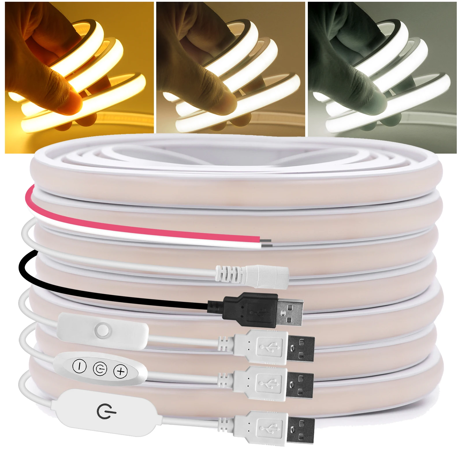 5V COB Neon Light Strip 320LEDs/M IP65 Waterproof Cool Warm Neutral White Flexible LED Tape for TV Backlight Home Decor