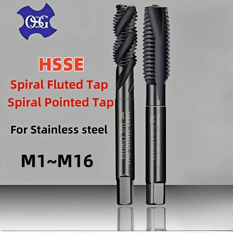 

1PCS Japan OSG HSSE INOX Metric Spiral Pointed Tap M2M3M4M5M6M8M10M12-M24 Spiral Fluted Tap For Blind Hole TapFor steel