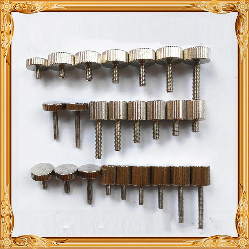 M3/M4 Steel Nickel Plated Flat Head Rolled Flower Hand Screw Round Head Bolt Big Head High Head Silver Screw
