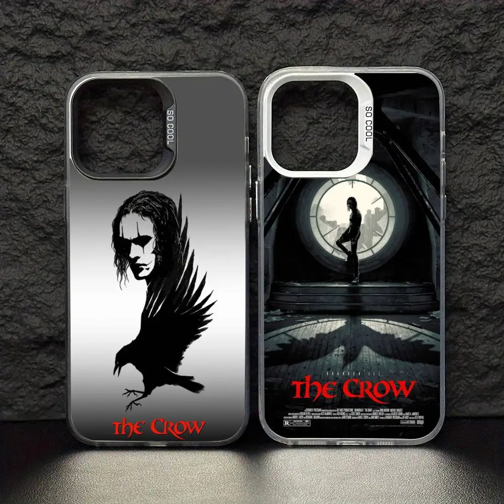 

Movie THE C-CROW Phone Case For iPhone17,16,15,14,13,12,11 Pro Max Blcak Colorful Silver Plated Inside Cover