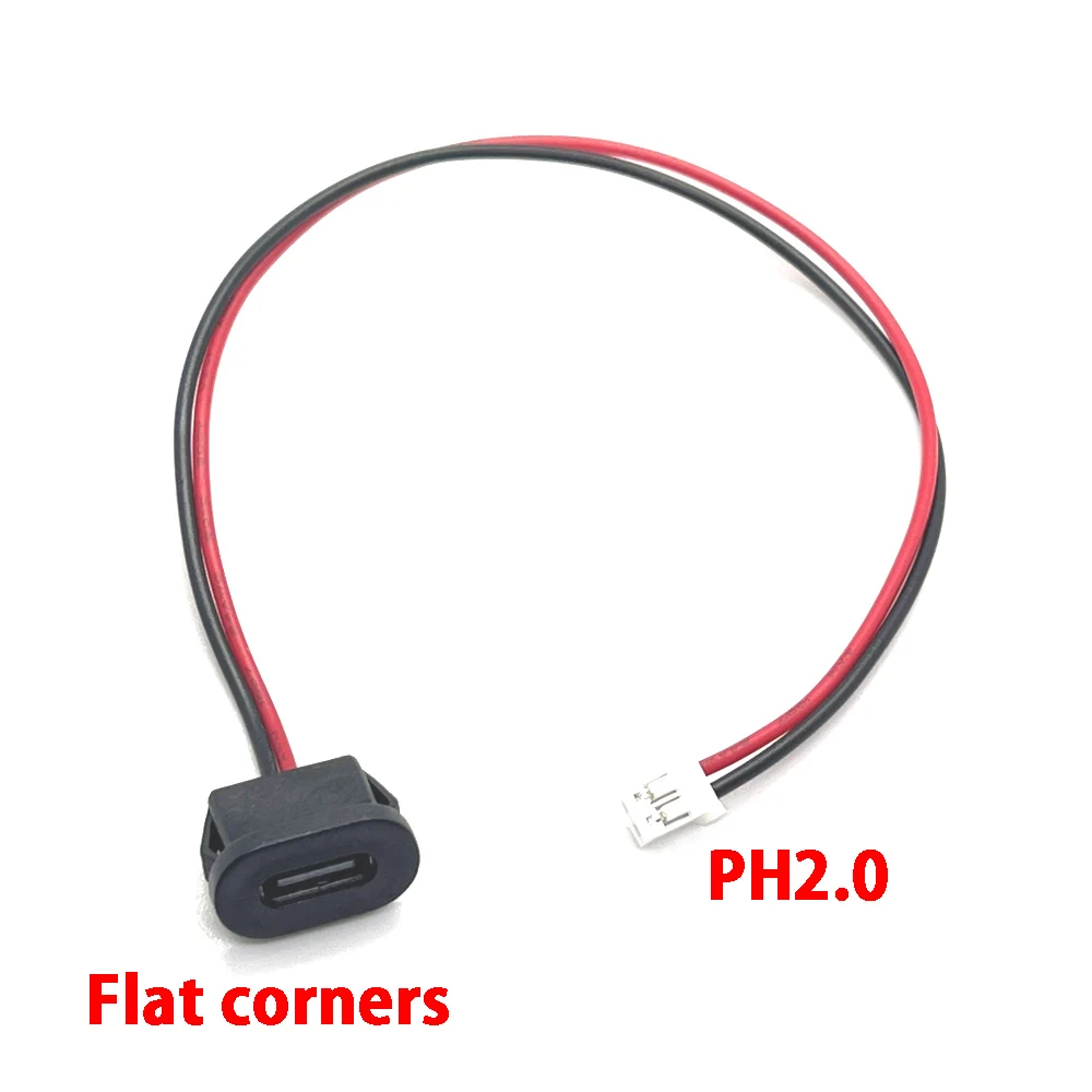 1pcs USB Type C Connector Flat / Rounded  2P With card buckle 3A High Current Fast Charging Jack Port USB-C Charger Plug Socket