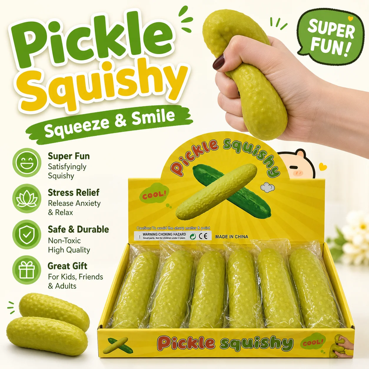 In Stock Realistic Pickle Cucumber Squishy Squeeze Toy Stretchy Stress Relief Prop For Adult Anxiety Relief Office Leisure Time