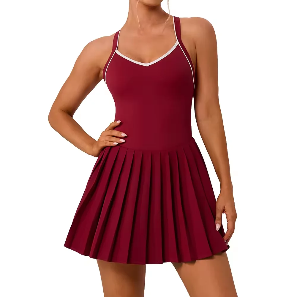 Women's Built-in Bra Tennis Skirt Anti-Slip Shorts-Breathable Quick-Dry Eco-Friendly 4-Way Stretch Pleated Skirt for Girls