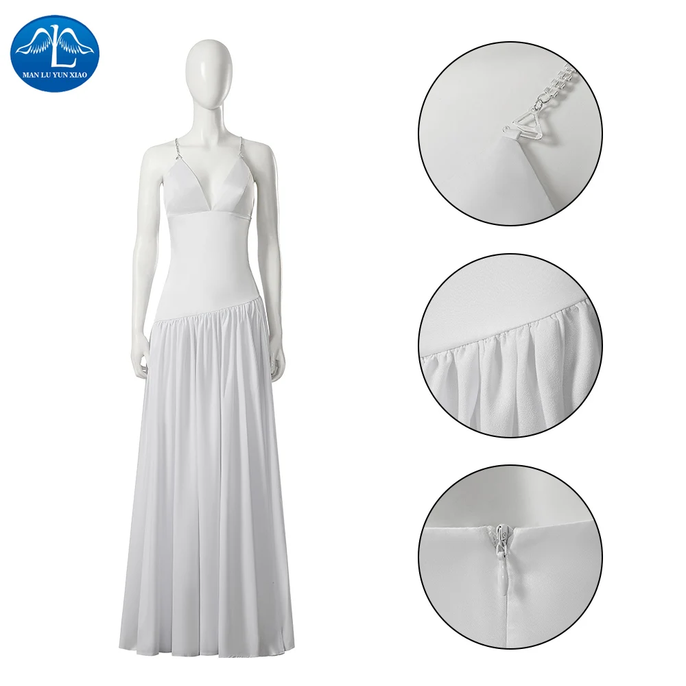 

New Movie Joker 2 Folie A Deux Cosplay Costume Joker Girl Party White Long Dress White Formal Dress Women Halloween Carnival