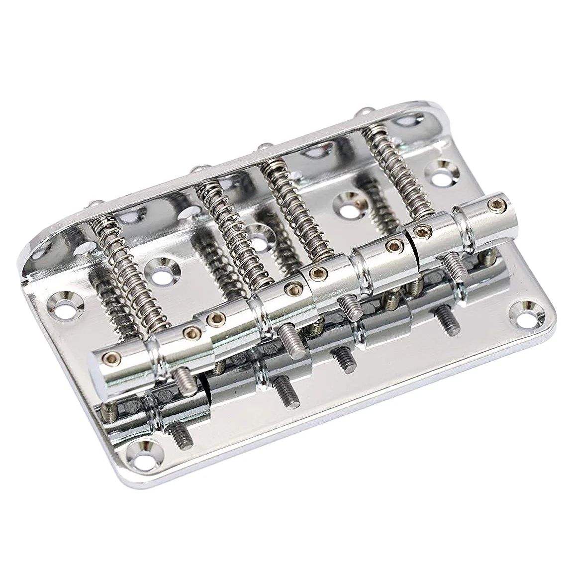 Hard Tail Fixed Bass Guitar Bridge Compatible with 4 String or Precision Bass Style Bass Guitar Top Load Chrome