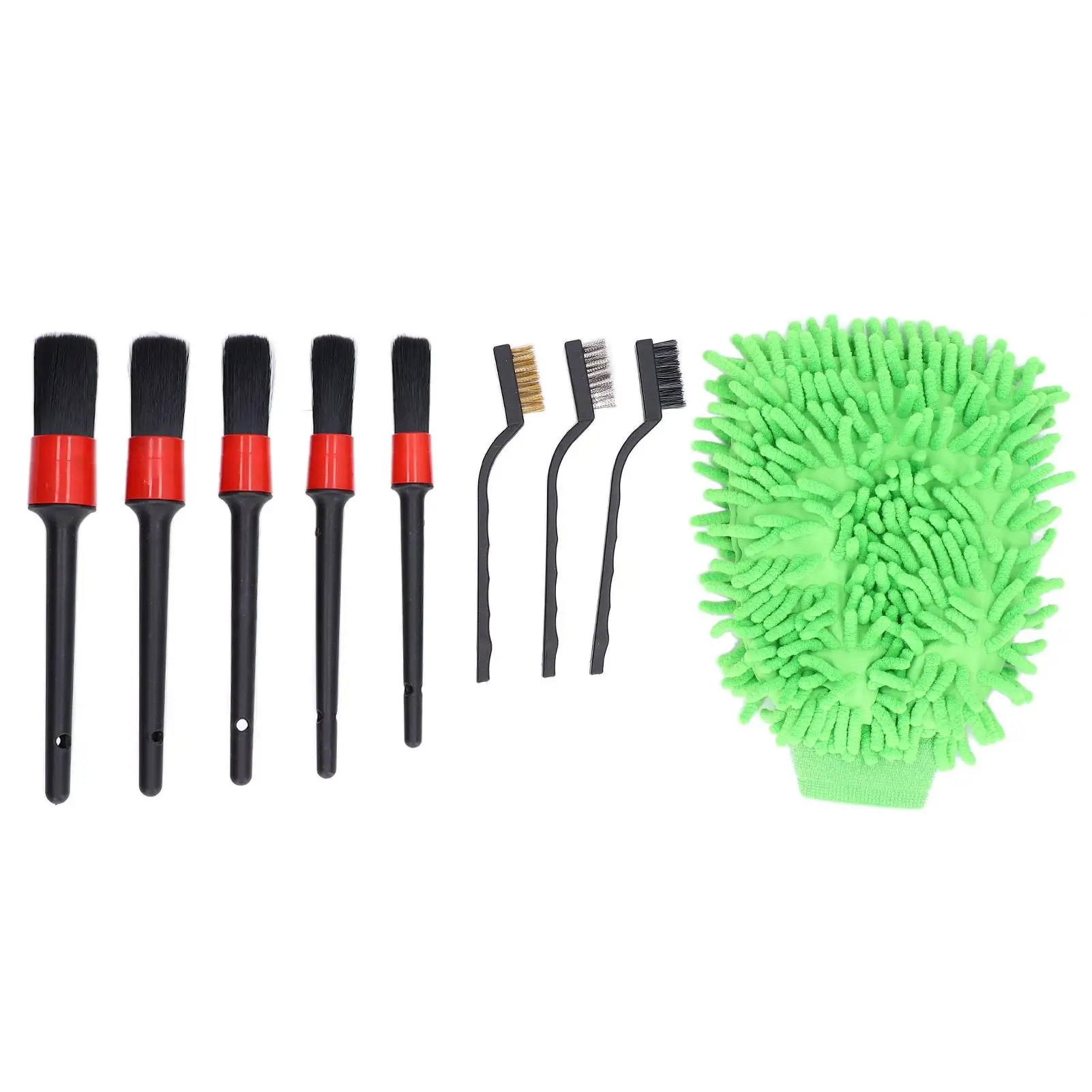 9Pcs Car Detailing Brush Set for Wheels & Interior for cleaning - Auto Care Supplies for Leather & Exterior Maintenance