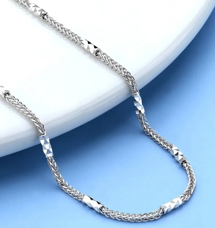 

Real Pure Platinum 950 Chain Women 1.2mm Wheat Column Beads Necklace 4.4-4.5g/45cm