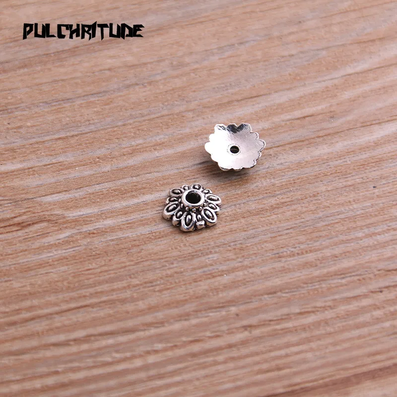 60pcs 8*9mm Two Color Receptacle Hollow Small Flower DIY Spaced Jewelry Accessories Charms For Jewelry Making