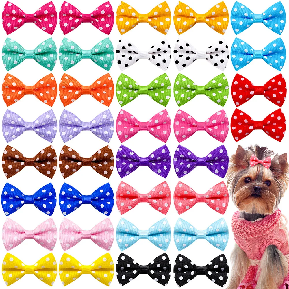 30Pcs Dot Pet Grooming Hair Clips Dog Cat Bows Hairpin Pet Girls Barrette for Small Dogs Supplies Pet Hair Grooming Accessories