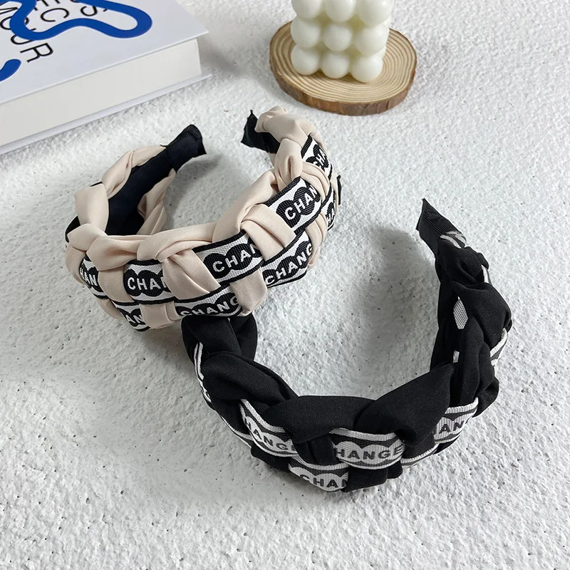 

Korean Dongdaemun New Letter Knit Headband Women Elegant Small Fragrant Wind Hair Clip Japanese Korean Sweet Hairband