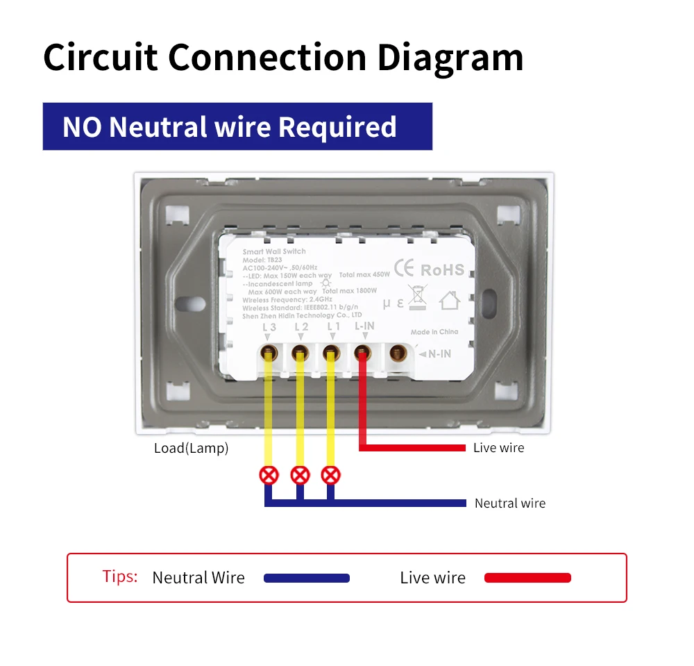 Tuya Smart Zigbee Light Switch No Neutral &With Neutral Wire Push Button Interruptor Physical Wall Switch for Alexa Google Home