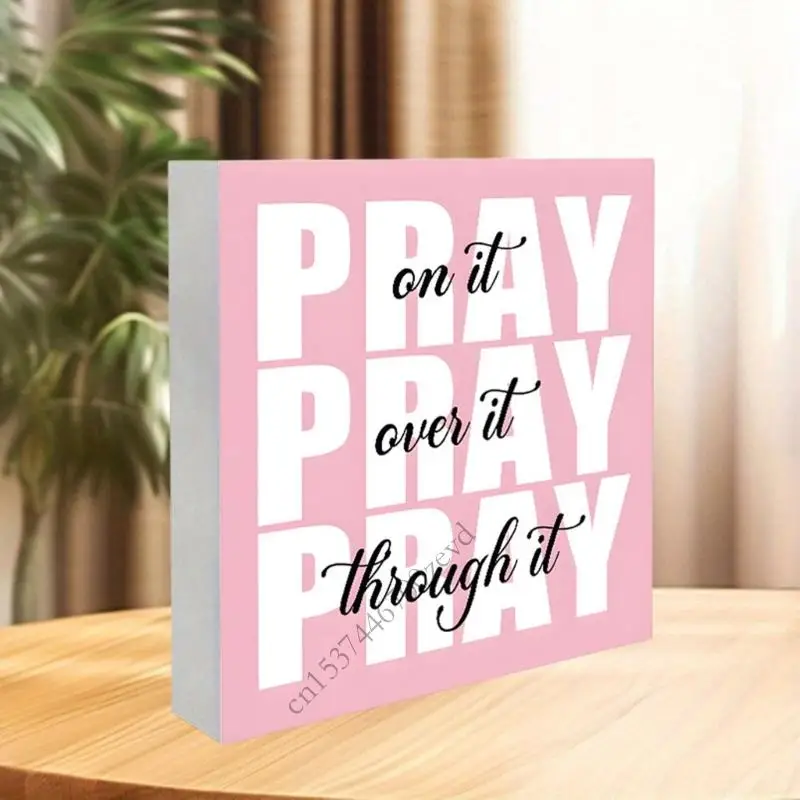 مربع علامة خشبية وردية هدية للنساء ديكور ديكور مكتب الملحقات الجمالية