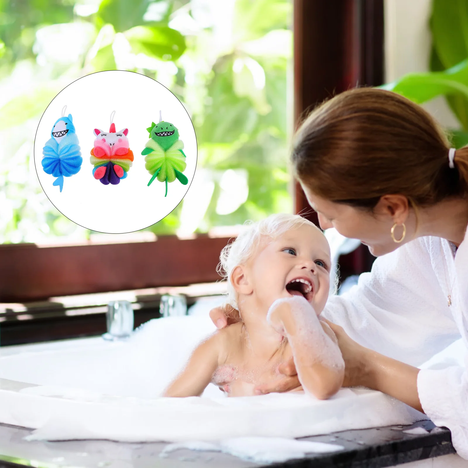 

3 Pcs Cute Bath Ball Baby Sponge Kids Pe Esponjas Para El Cuerpo Body Exfoliator