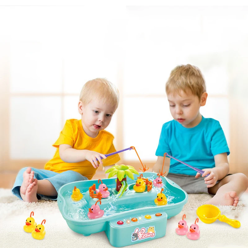 Kinderen Muziek Vissen Speelgoed Magnetische Elektrische Circulatie Vissen Eend Vissen Platform Water Speelspel Speelgoed Voor Kinderen Gift