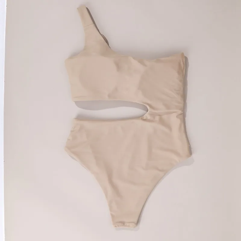 Tuta estiva donna Sexy Solid tracolla singola costume da bagno a vita alta costume da bagno aderente senza schienale