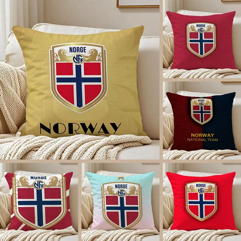 Funda de almohada del equipo nacional de fútbol de Noruega, sedosa, elegante, cómoda, para sofá cama, cremallera invisible
