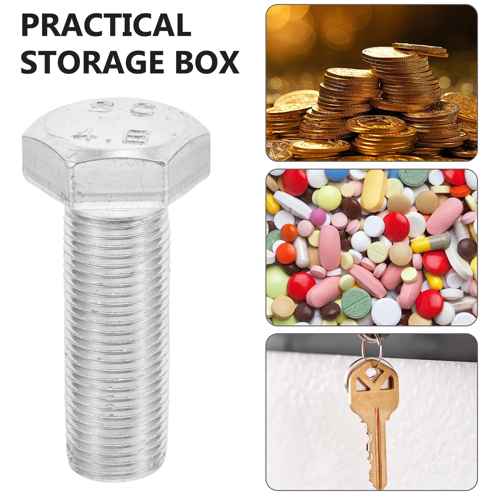 Stash Secret Storage Camping Supply Hiding Container Bolt Containers Safes Money Trinkets Accessory Jewelry Metal Shaped