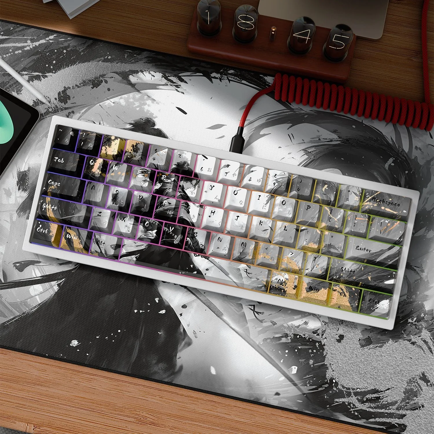 Ink Wash Style Keys Opaque Keycaps Customized Key Cap Game Key Cap 1.9mm Cherry PBT Keycap for Made68 Mad68 Wooting60 MCHOSE75